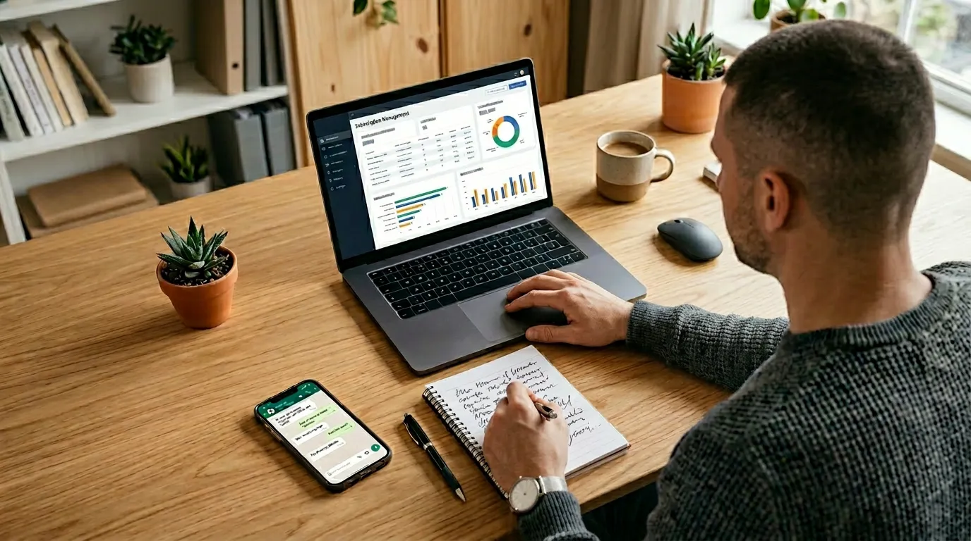 IPTV reseller UK 2026 – person at laptop managing a reseller panel dashboard with IPTV subscriber accounts